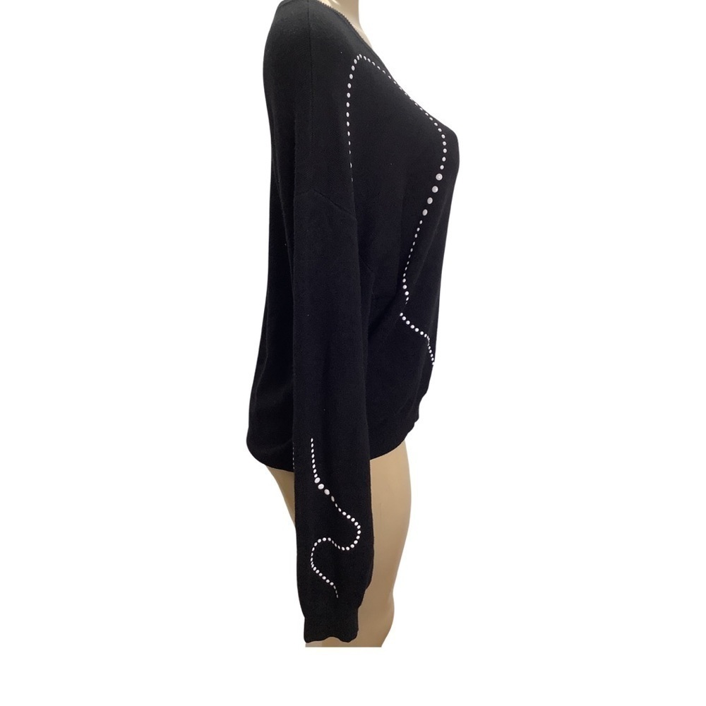Guess Size Medium Black Oversized Sweater With White Dots Design. New With Tags - Picture 3 of 8